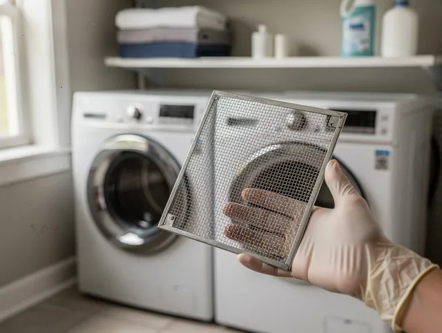 Baldwin Park Dryer Vent Cleaning specialist performing detailed lint trap cleaning service in Baldwin Park