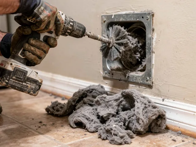 Certified Baldwin Park Dryer Vent Cleaning technician performing dryer vent cleaning in Baldwin Park